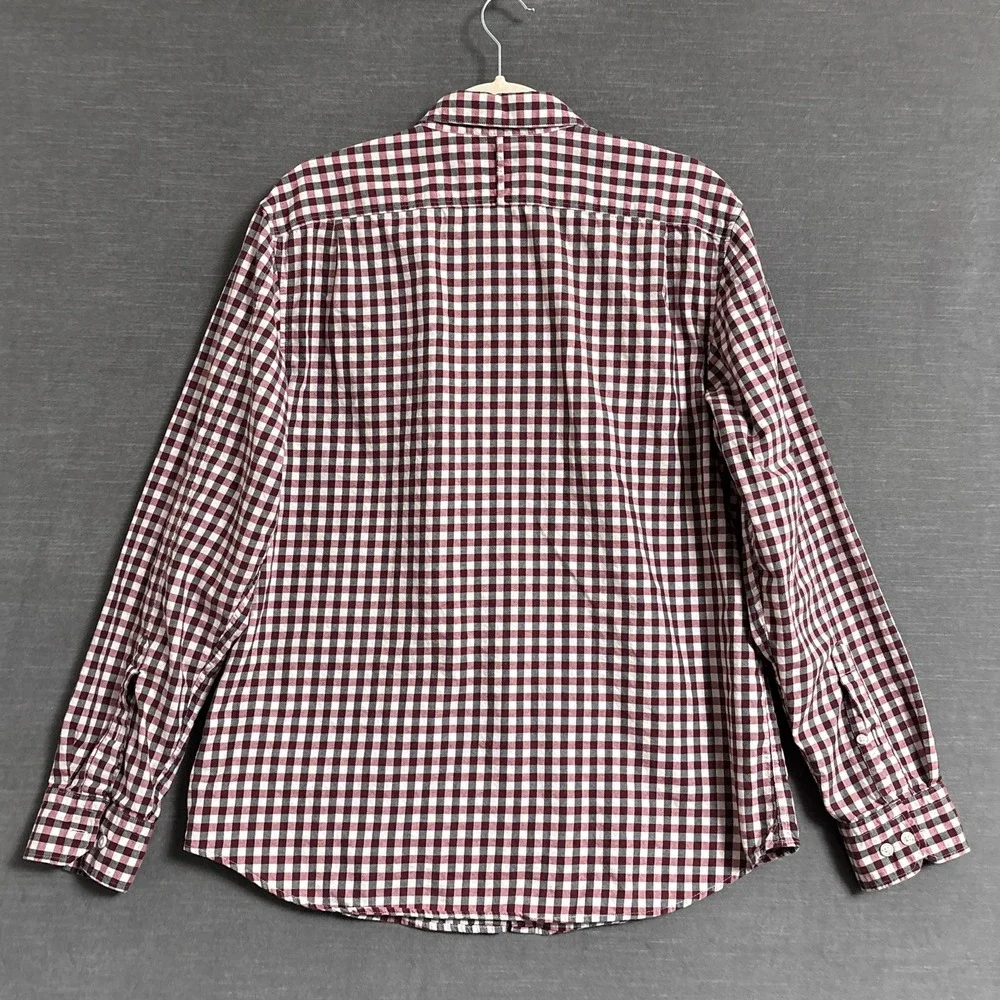 Banana Republic Shirt L Camden‎ Fit Red Gray Gingham Plaid Luxe Flannel Button